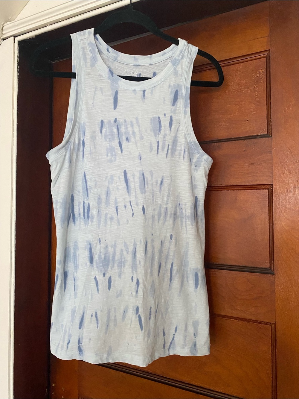 Time and Tru Blue and White Tie-Dye Sleeveless Tank